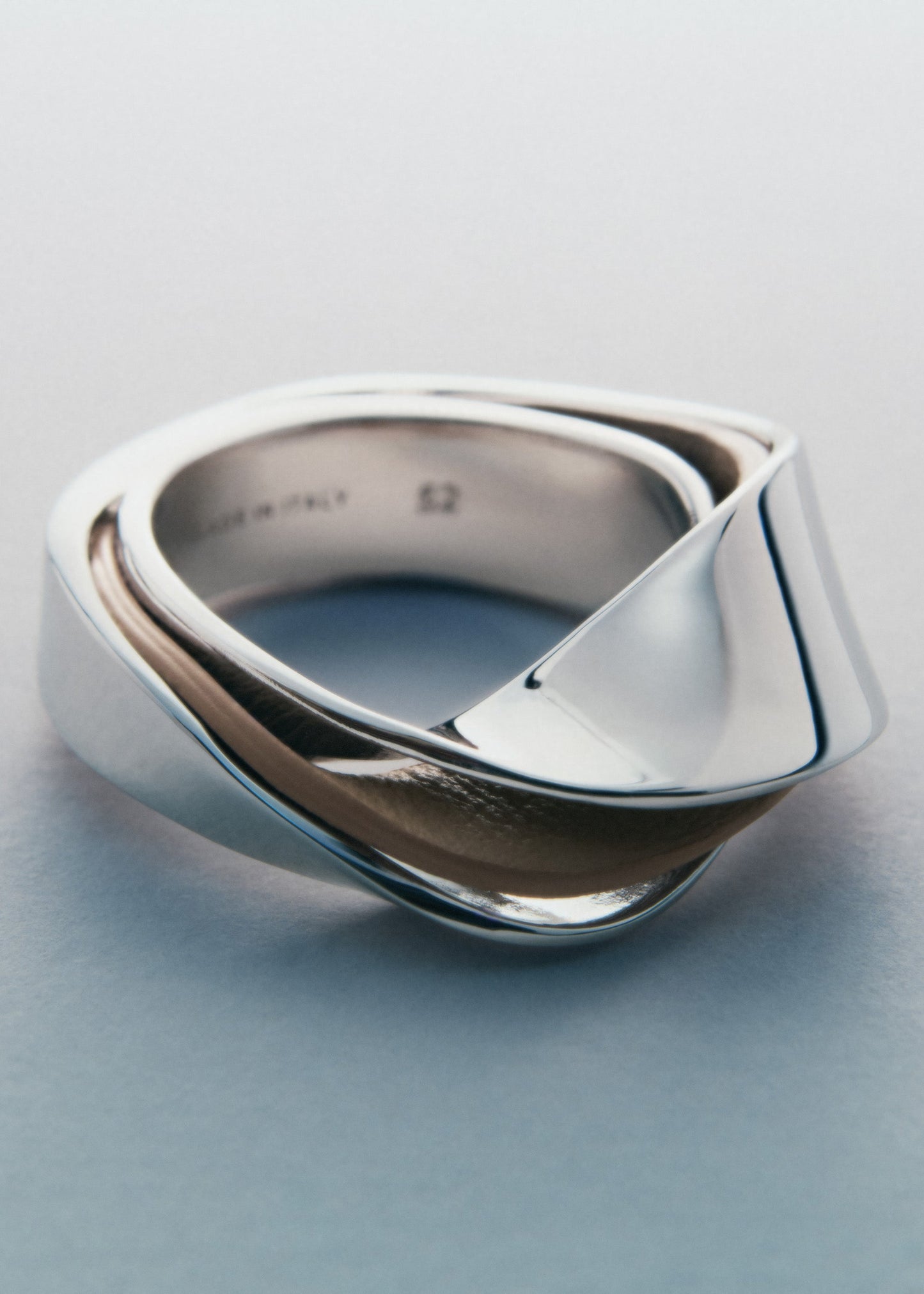 Bague Ormé - Argentée Cuir Taupe