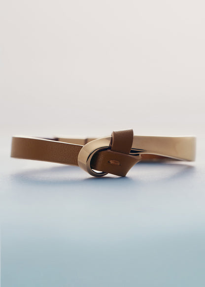 Jonc Ormé - Dorée Cuir Camel