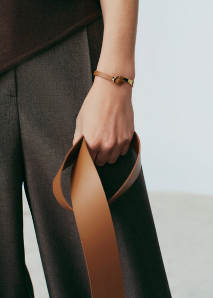 Jonc Ormé - Dorée Cuir Camel