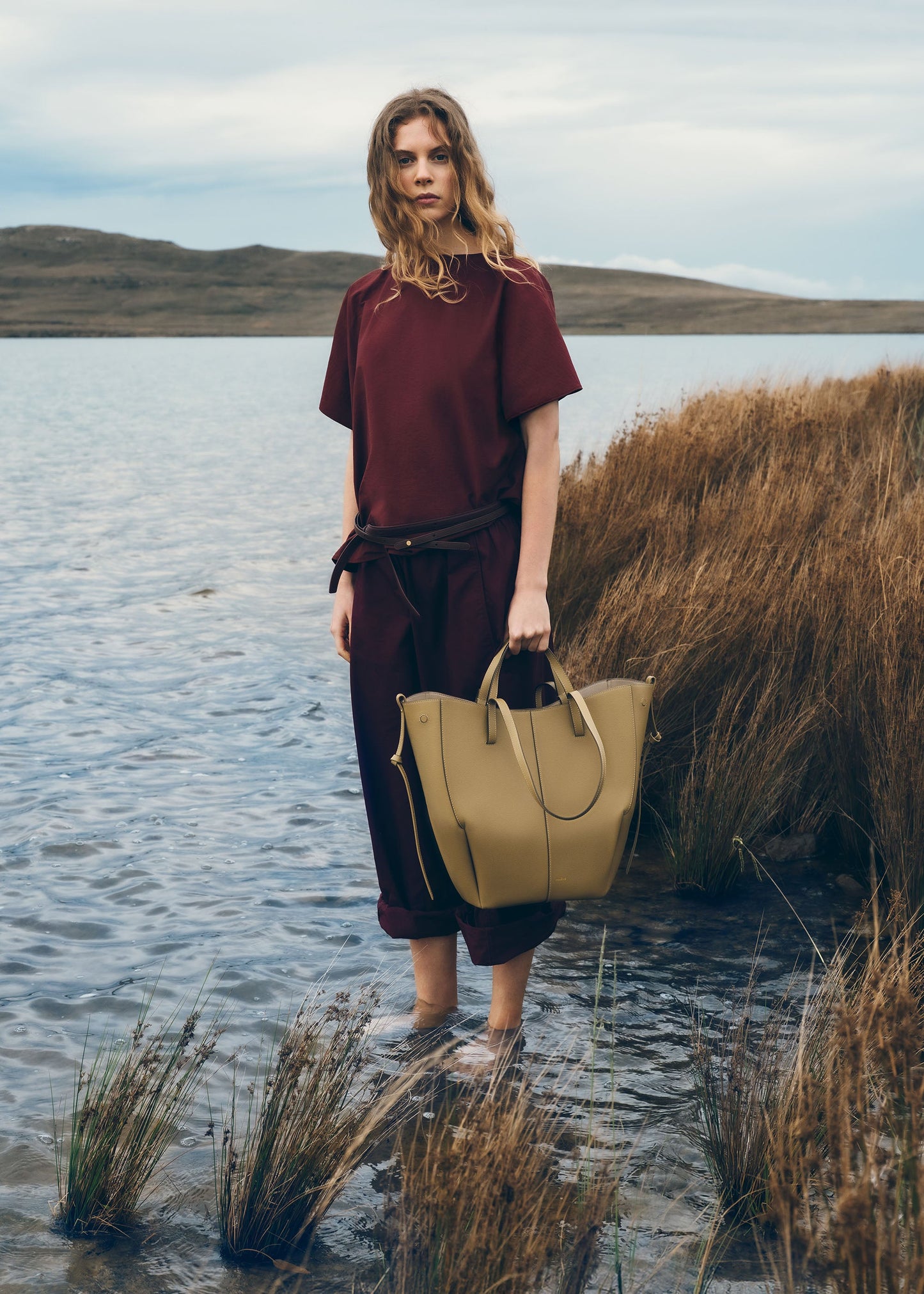 Cyme Tote - Olive Fumée Grainé