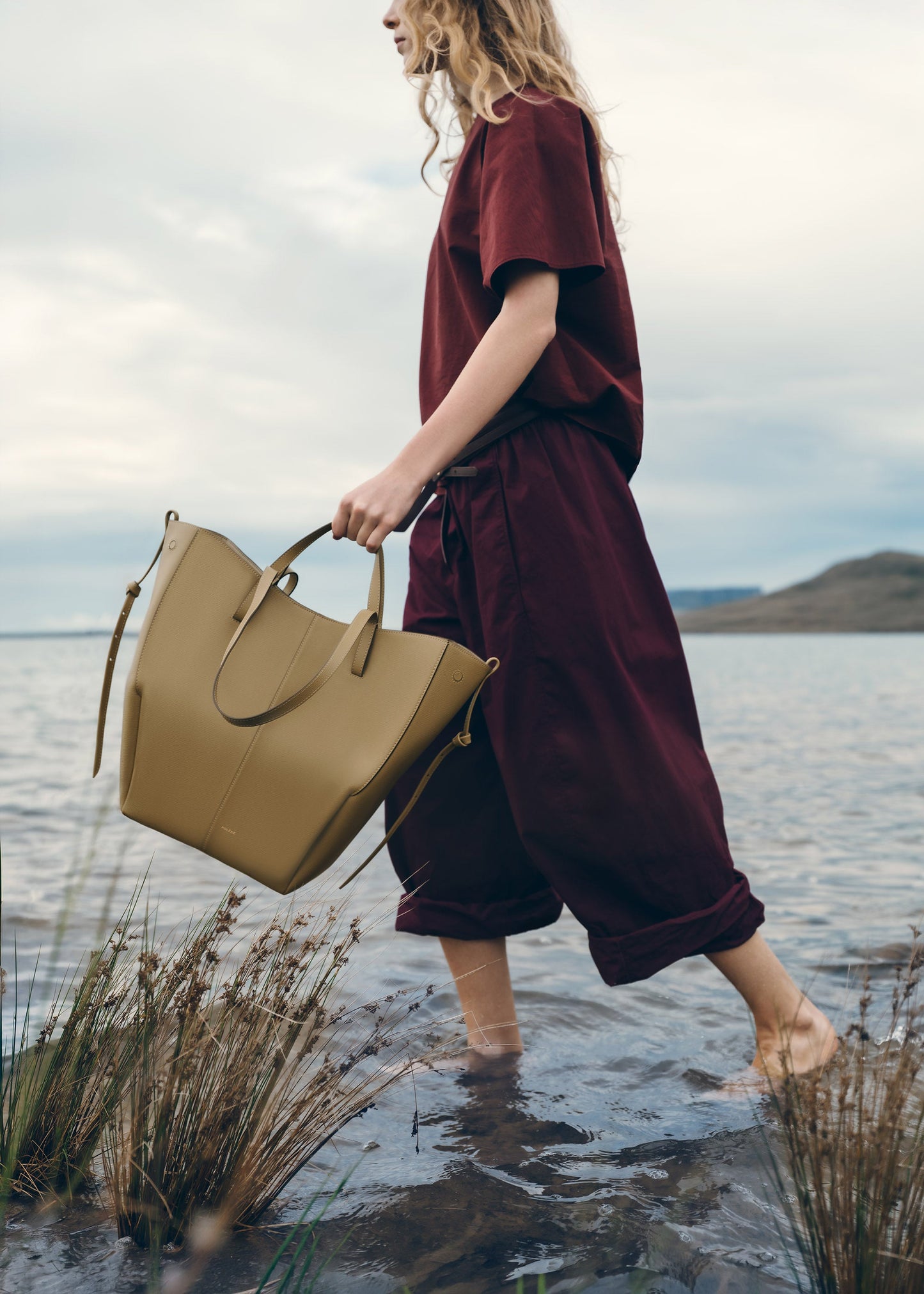 Cyme Tote - Olive Fumée Grainé