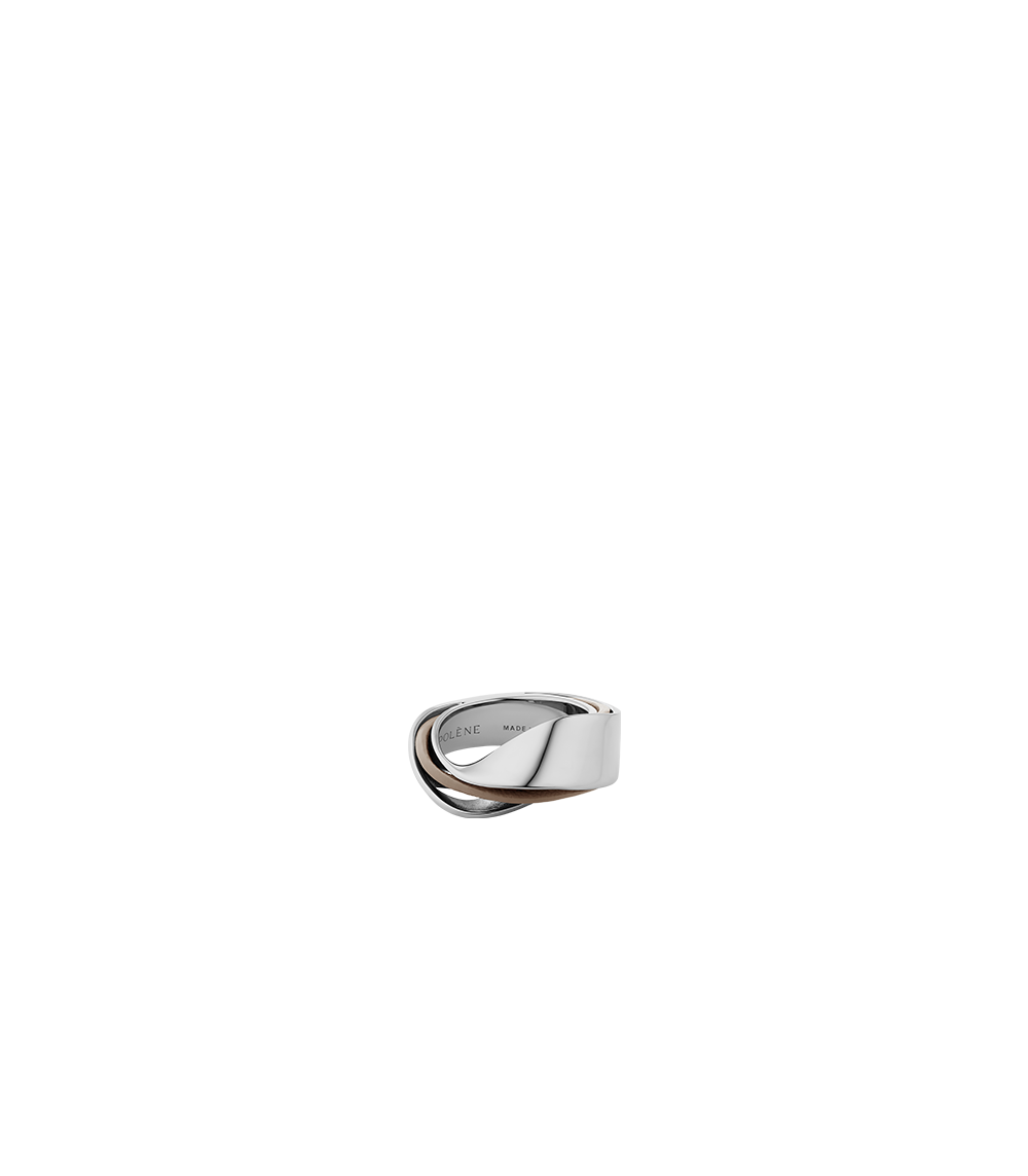 Bague Ormé - Argentée Cuir Taupe