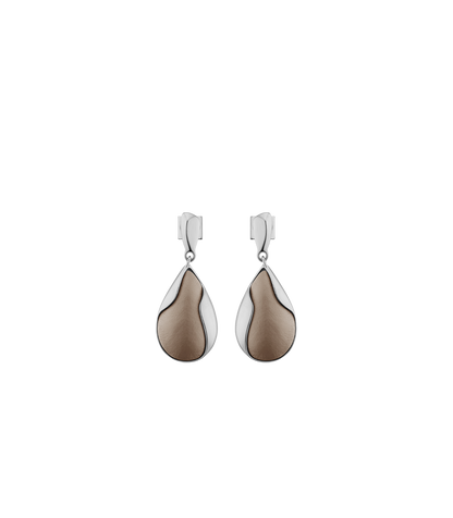 Boucles d’oreilles Ormé - Argentée Cuir Taupe