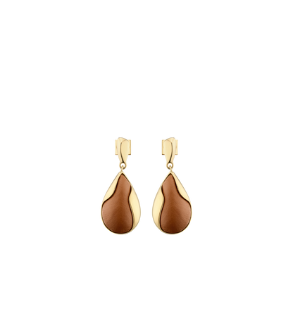 Boucles d’oreilles Ormé - Dorée Cuir Camel