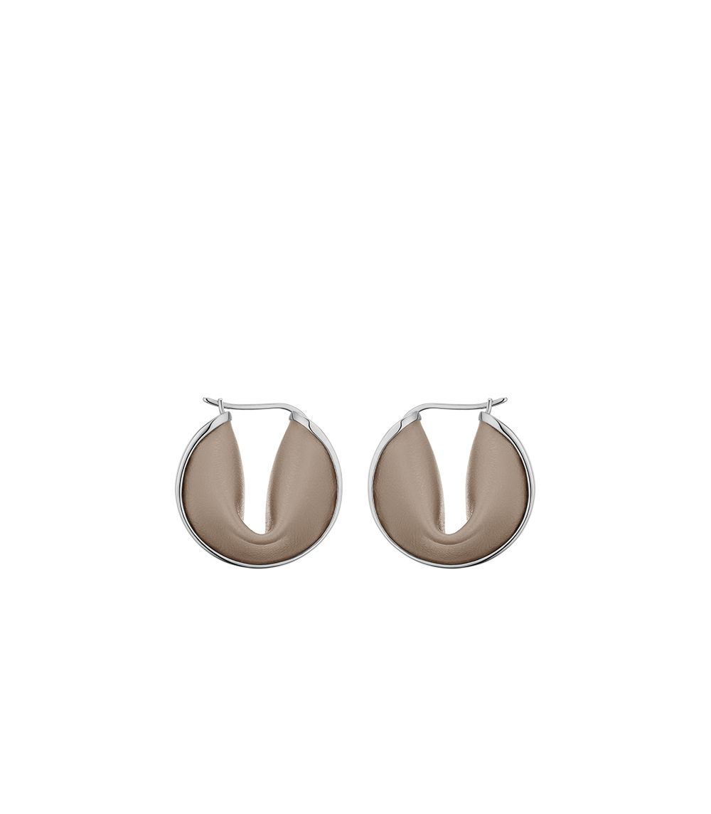 Créoles Ormé - Argentée Cuir Taupe