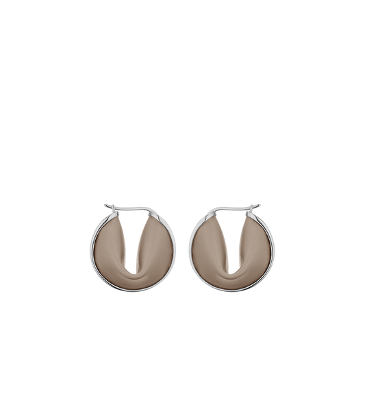 Créoles Ormé - Argentée Cuir Taupe