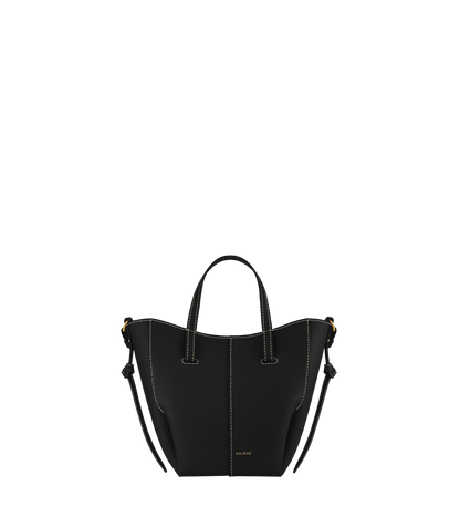 Cyme Tote Nano - Noir Grainé Coutures Écrues