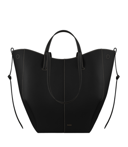 Cyme Tote - Noir Grainé Coutures Écrues