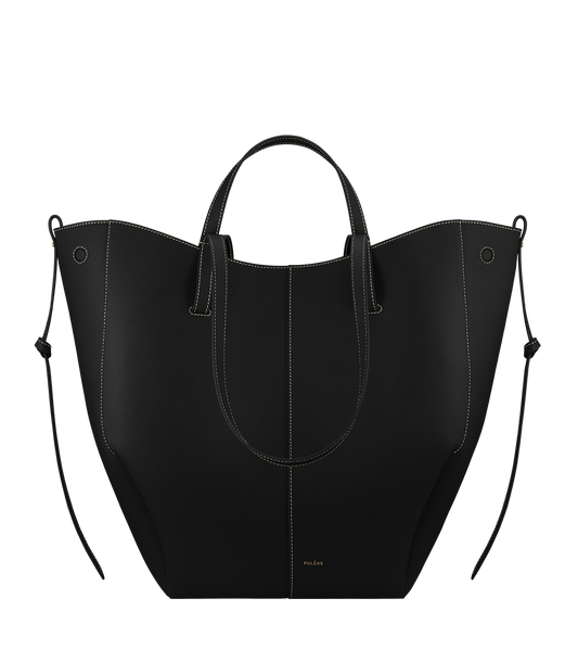 Cyme Tote - Noir Grainé Coutures Écrues