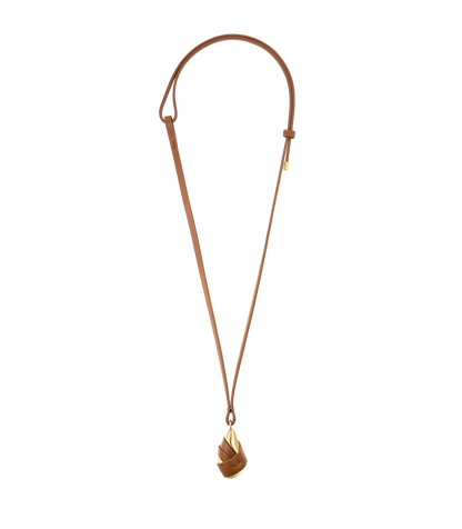 Pendentif Ormé - Dorée Cuir Camel